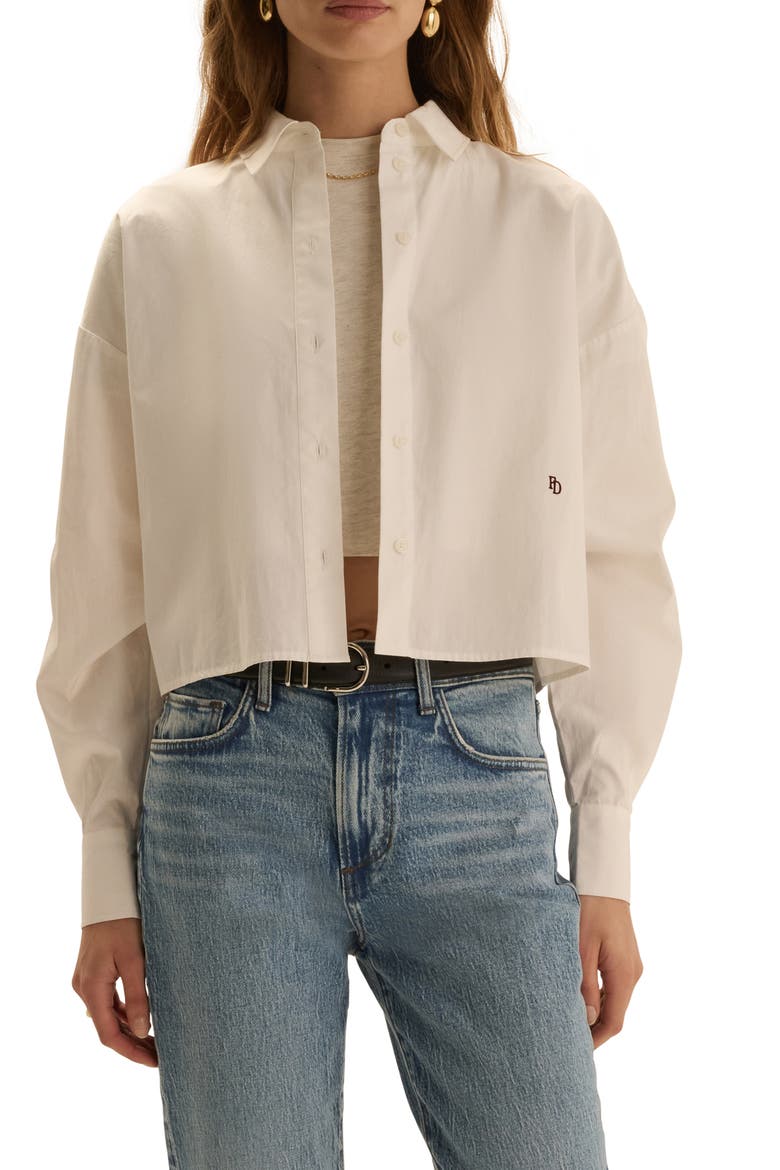 The Next Chapter Cropped Button-Down Shirt, Main, color, WHITE