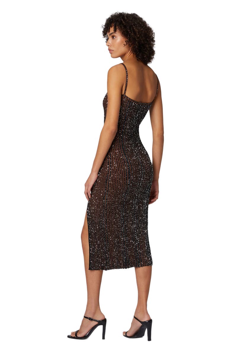 Missoni Sleeveless Ribbed Midi Dress With Sequins And Slit, Alternate, color, Black & Brown