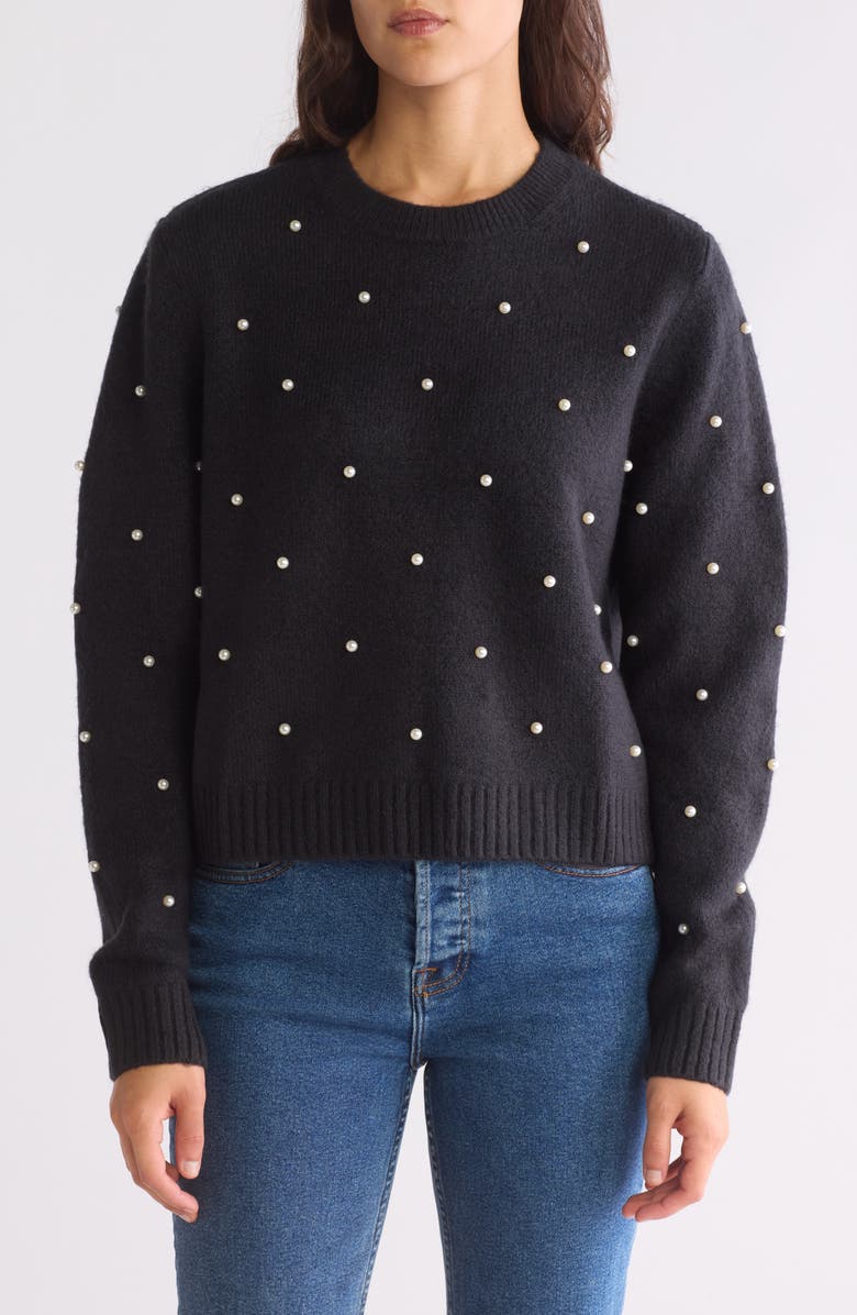 Splendid Imitation Pearl Crewneck Sweater, Main, color, 