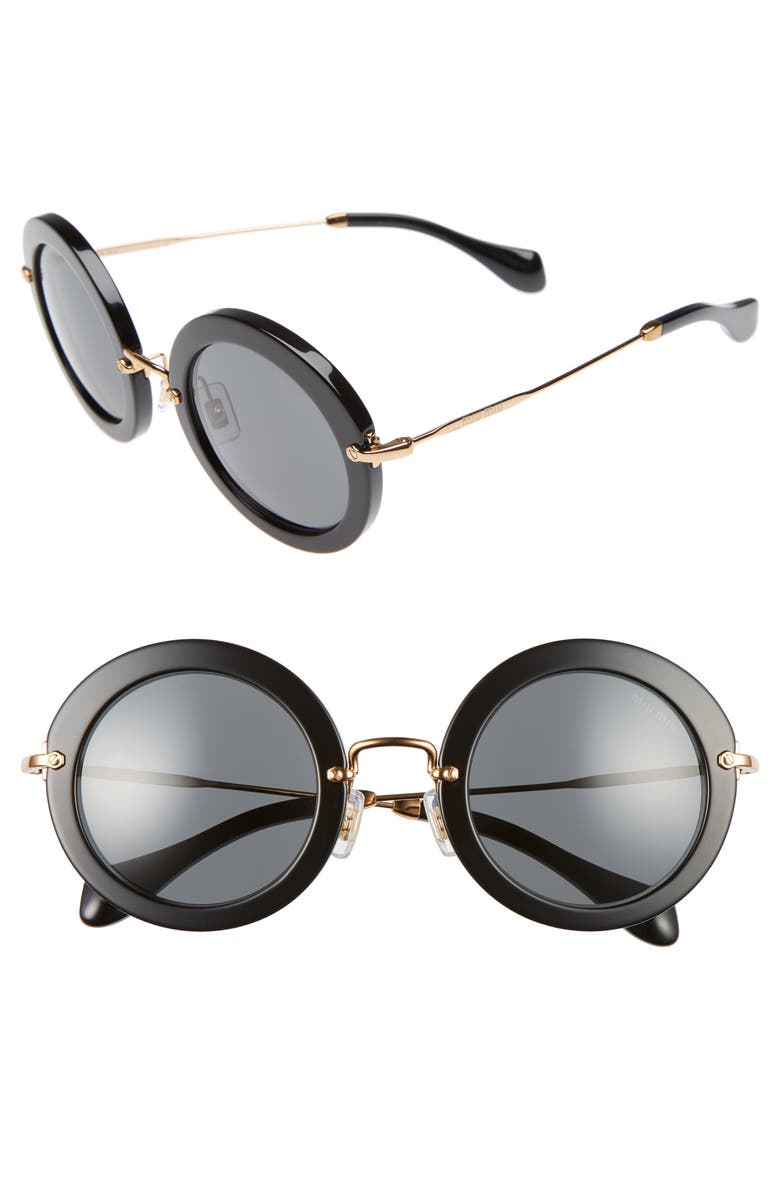 Miu Miu 49mm Round Retro Sunglasses, Main, color, 