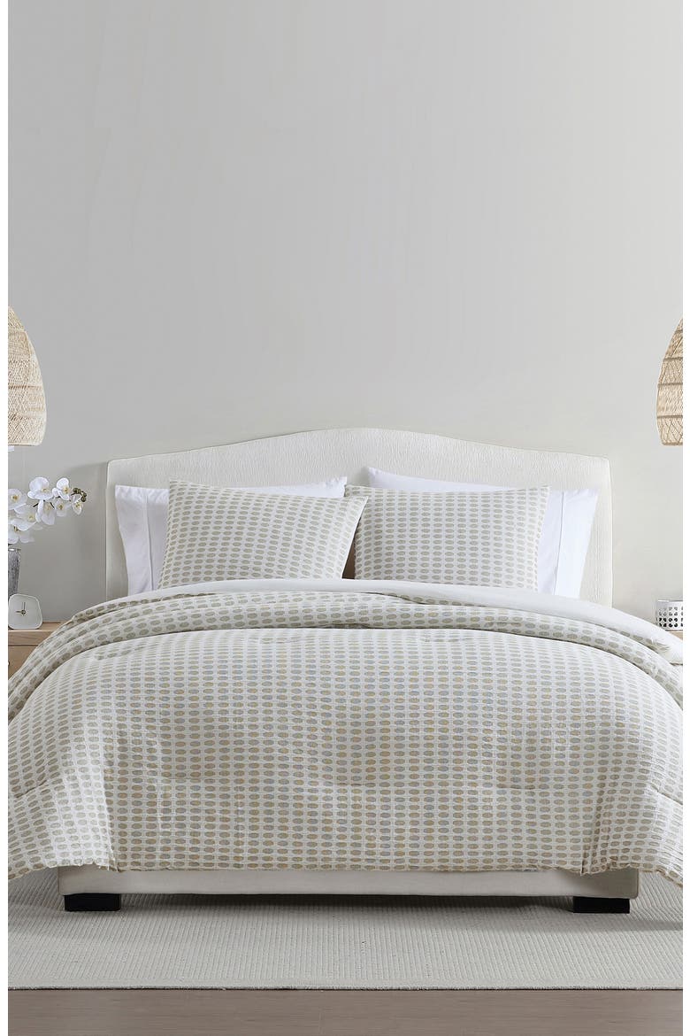 Selena 3-Piece Cotton Comforter Set, Alternate, color, BEIGE/ SAGE