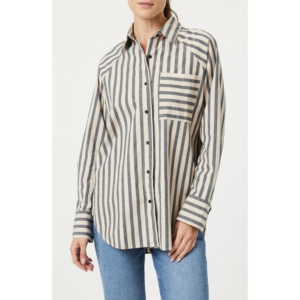 Mavi Jeans Oversize Stripe Long Sleeve Button-up Shirt In Beige Bold Stripe