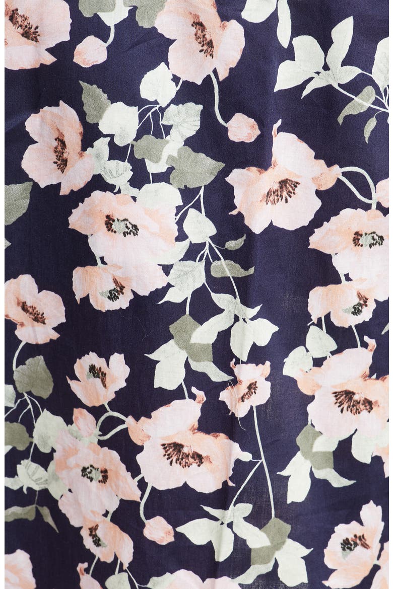 Poppies Cotton Robe, Alternate, color, NAVY