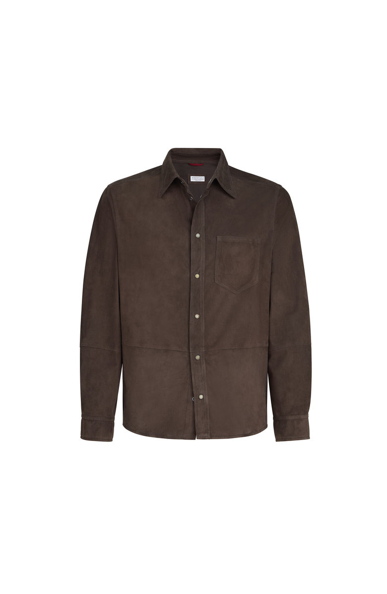 Brunello Cucinelli Suede overshirt, Alternate, color, Espresso