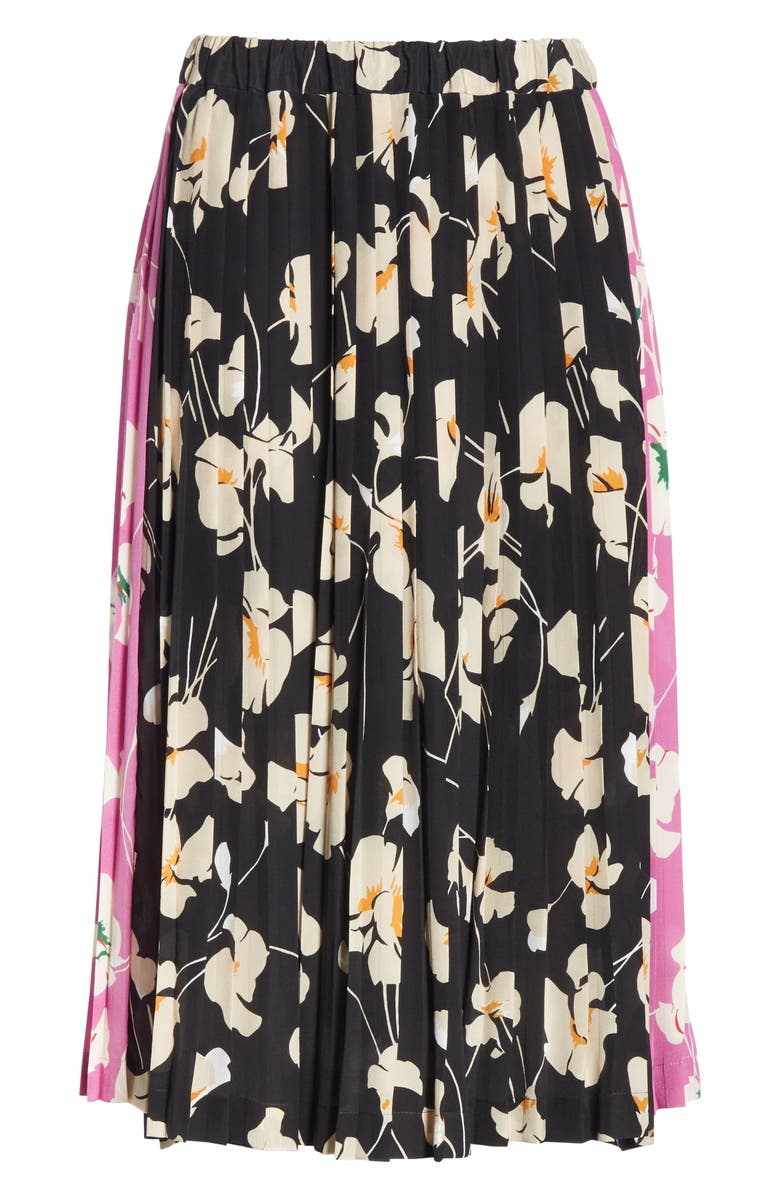 N°21 Nº21 Contrast Panel Floral Print Silk Skirt, Alternate, color, 