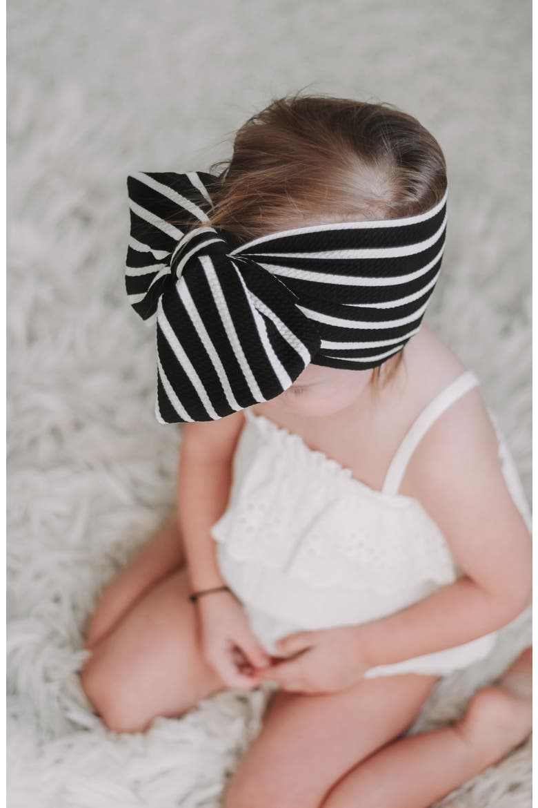 Mini Prep Stripes Stretch Head Wrap, Alternate, color, BLACK AND WHITE