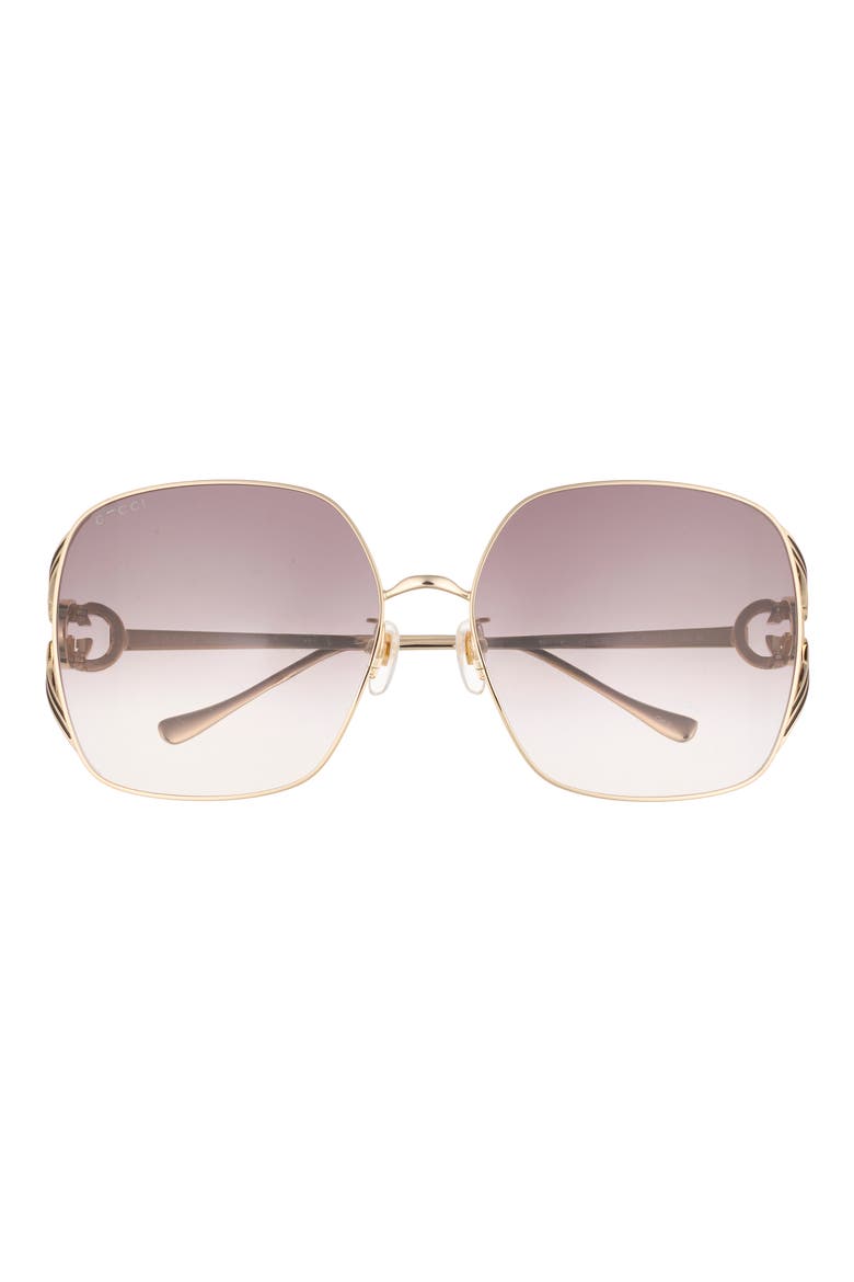 63mm Square Sunglasses, Main, color, GOLD GOLD GREY