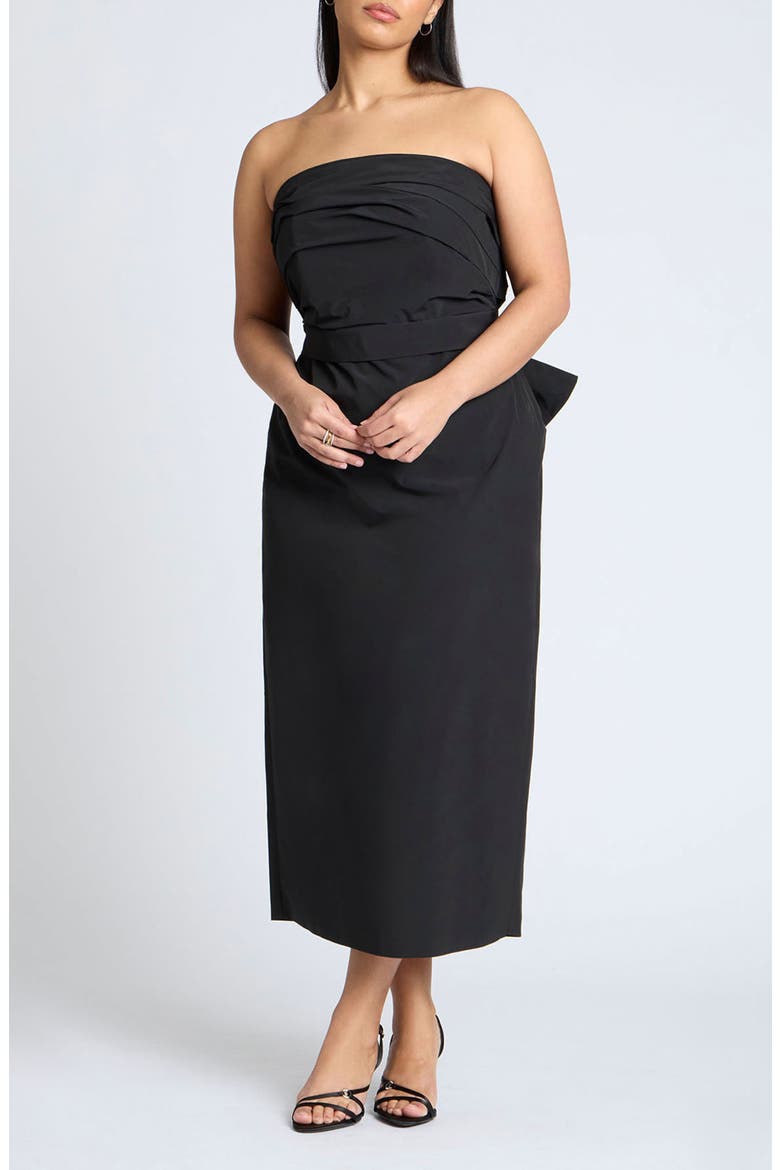 Pleated Bodice Bow Detail Dress, Main, color, BLACK ONYX