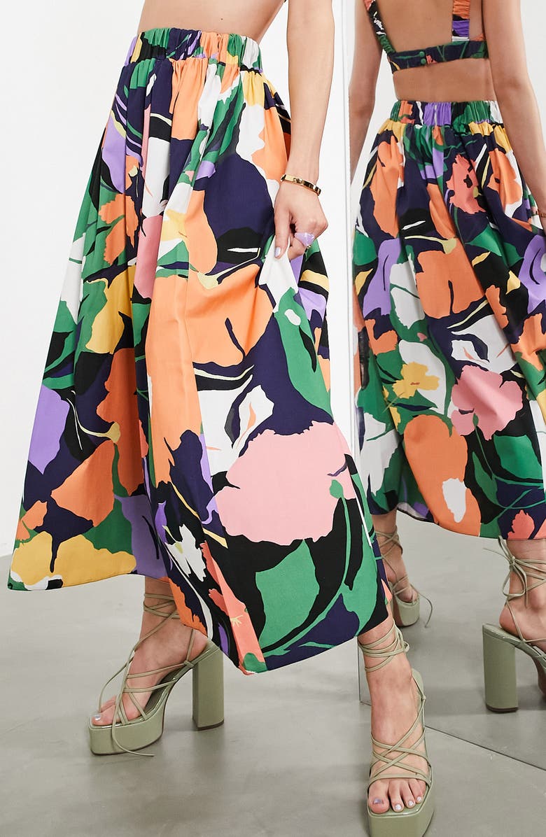 ASOS DESIGN Floral Print Cotton Skirt, Alternate, color, 