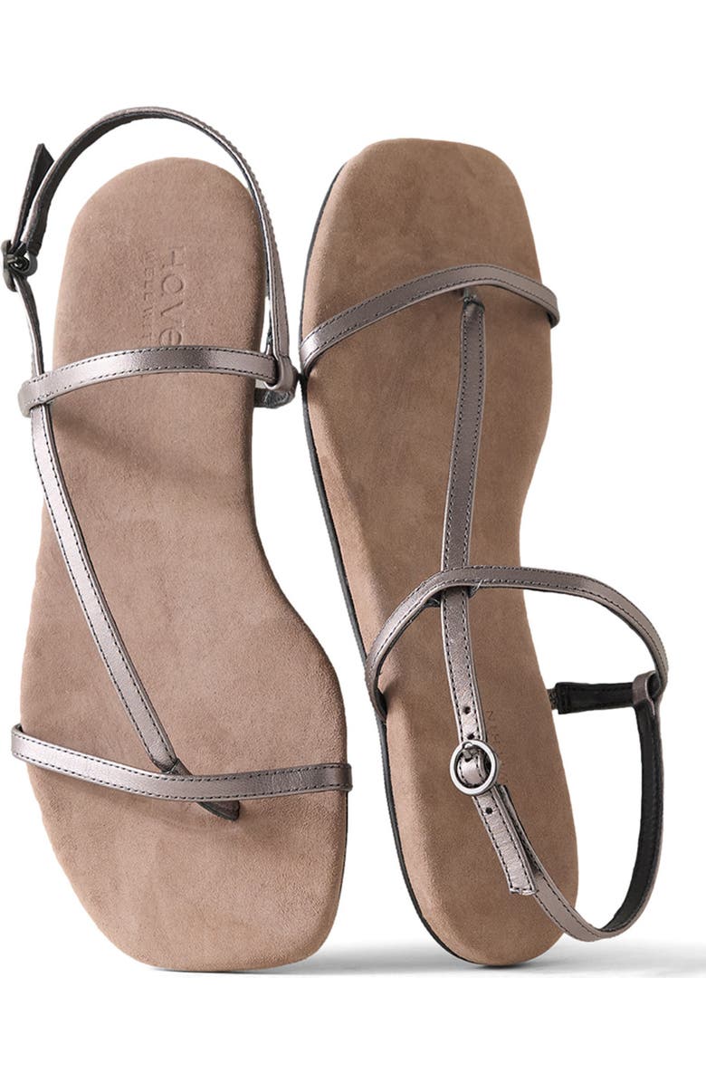 Haven Well Within Leather T-Strap Sandals, Main, color, Gunmetal