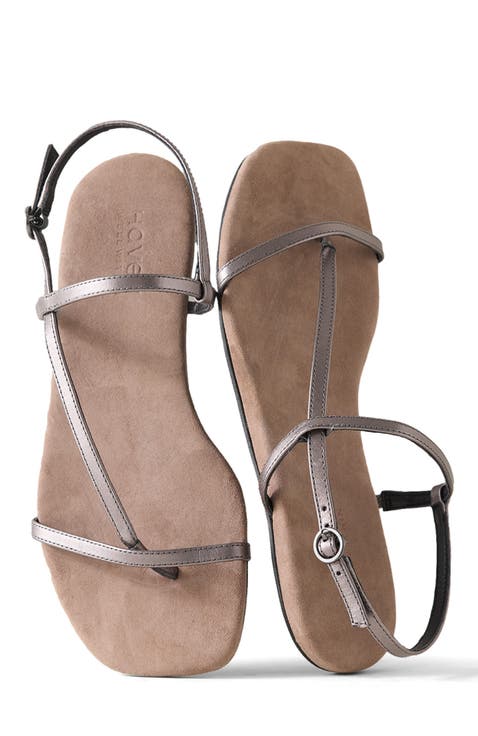 Leather T-Strap Sandals