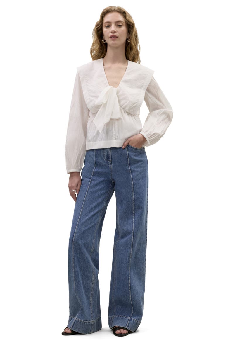 Marietta Cape Blouse, Alternate, color, Milk