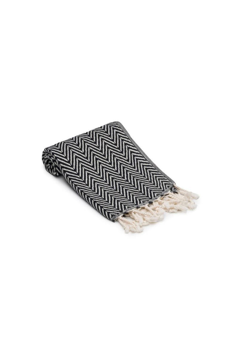 Oliviera Home Herringbone Turkish Cotton Hand Towel Bundle, Alternate, color, Black