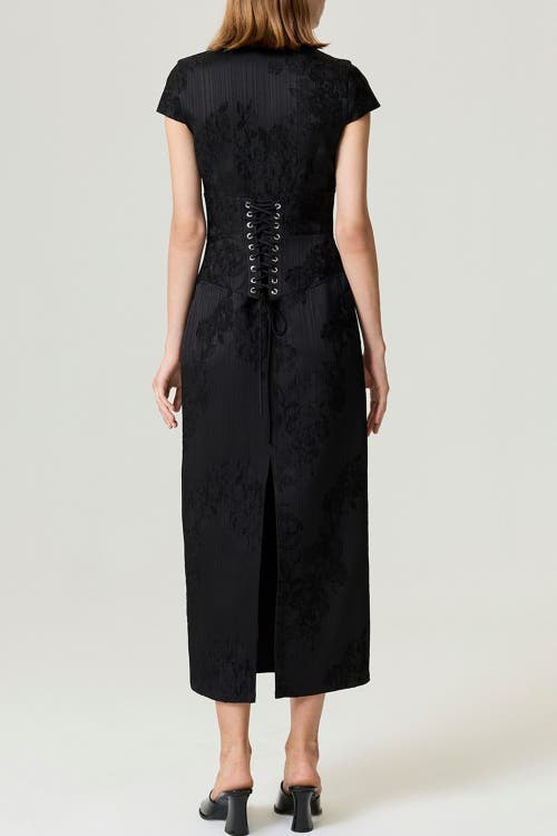 Nocturne Slit Detail Japanese-inspired Maxi Dress In Black