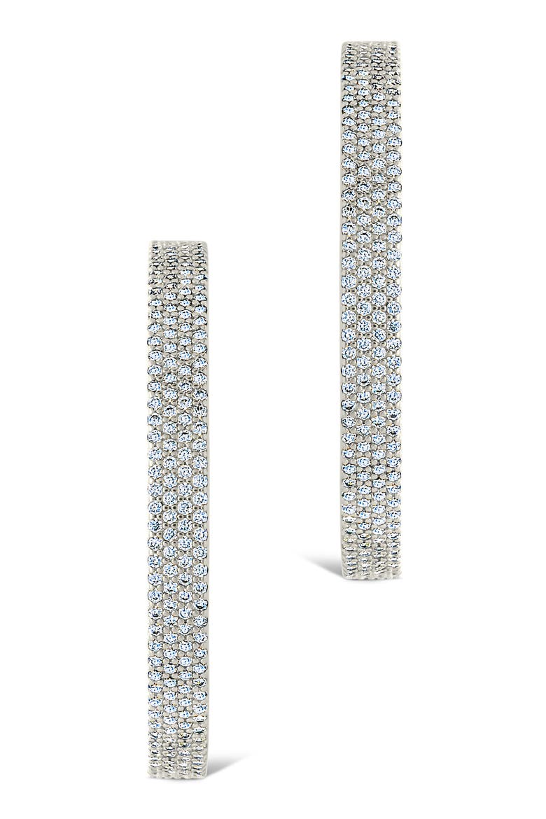 Cubic Zirconia Statement Inside Out Hoop Earrings, Alternate, color, SILVER