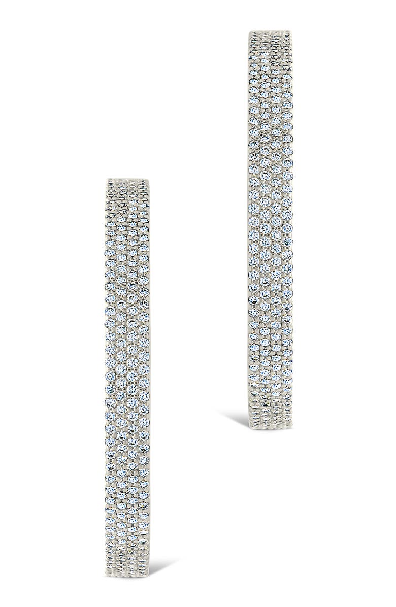 Sterling Forever Cubic Zirconia Statement Inside Out Hoop Earrings, Alternate, color, Silver