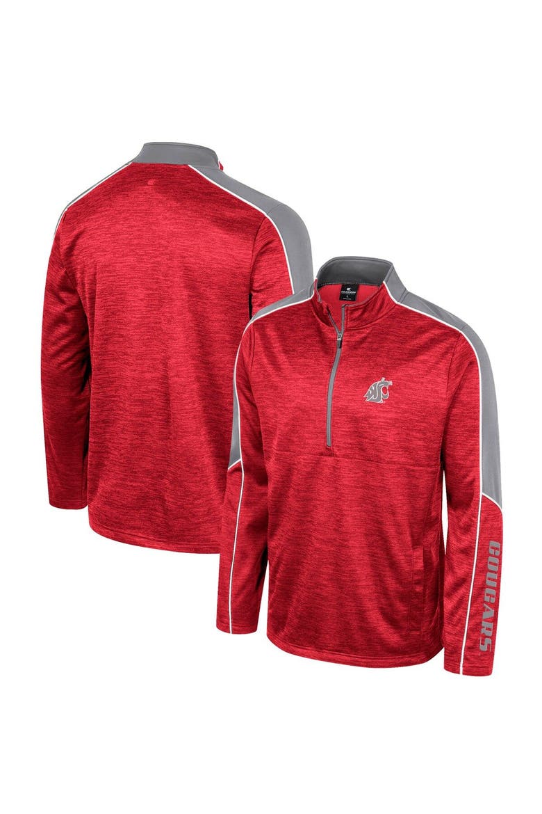 Men's Colosseum Cardinal Washington State Cougars Marled Half-Zip Jacket, Main, color, Cardinal