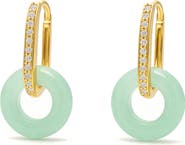 LA MENO Jade Disc Hoop Earrings