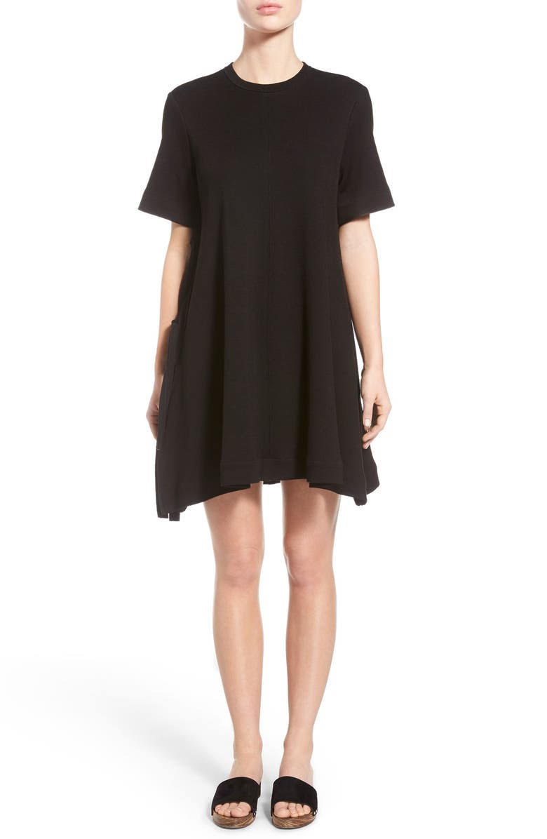 Proenza Schouler Flared Side Tie Jersey Dress, Main, color, Black