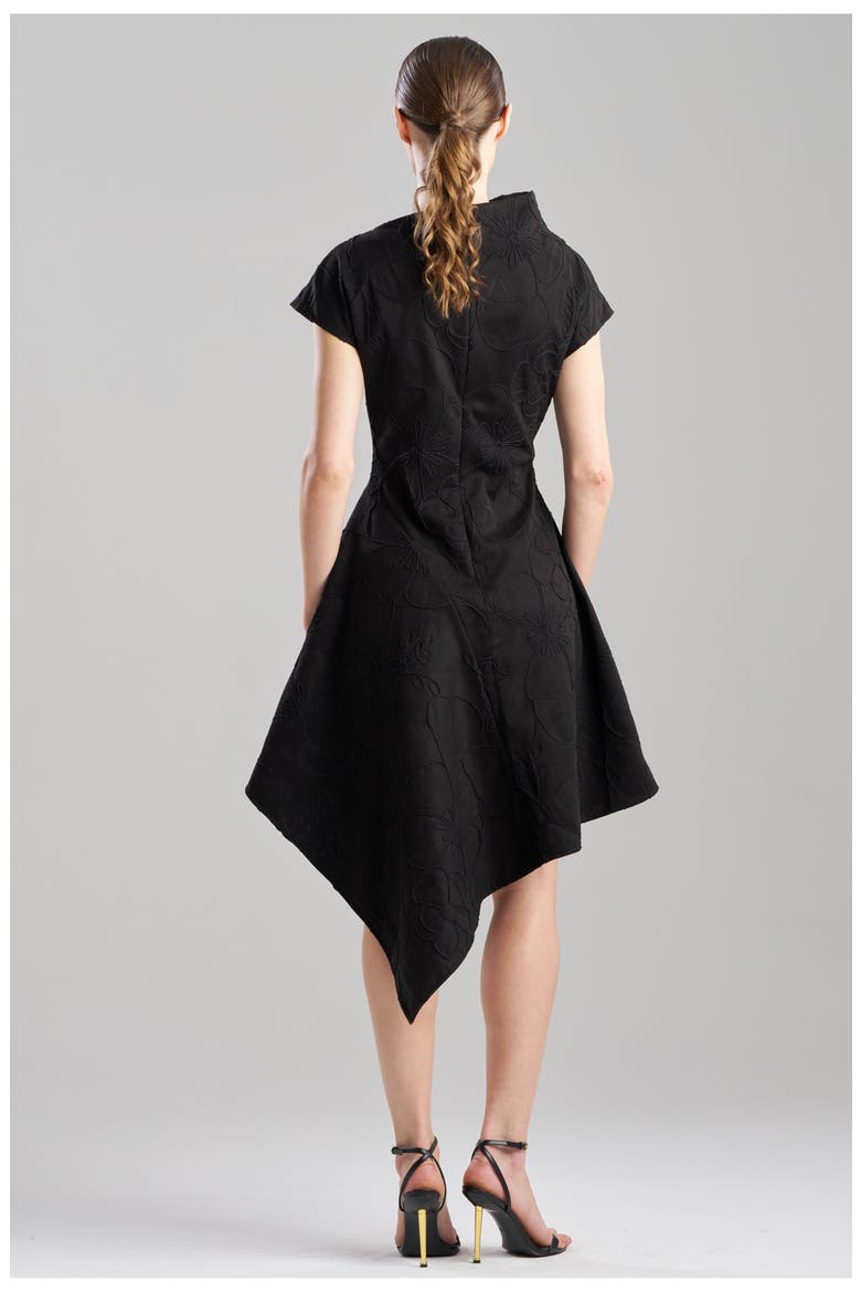 Embroidered Faux Suede Assymetric Hem Dress, Alternate, color, BLACK