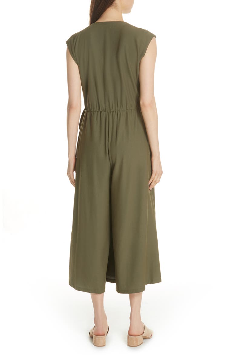 Wrap Crop Wide Leg Jumpsuit, Alternate, color, OLIVE