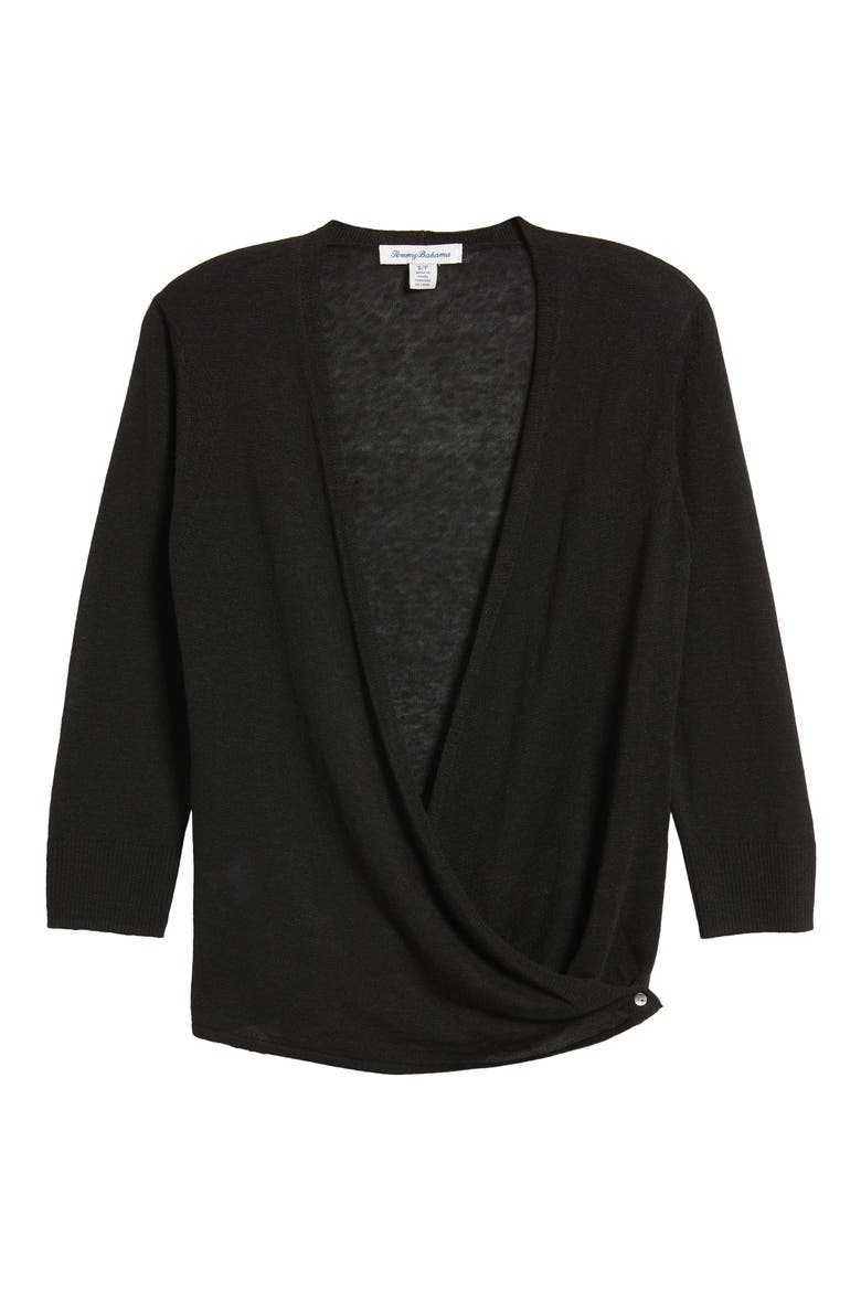 Addison Linen Blend Cardigan, Alternate, color, BLACK