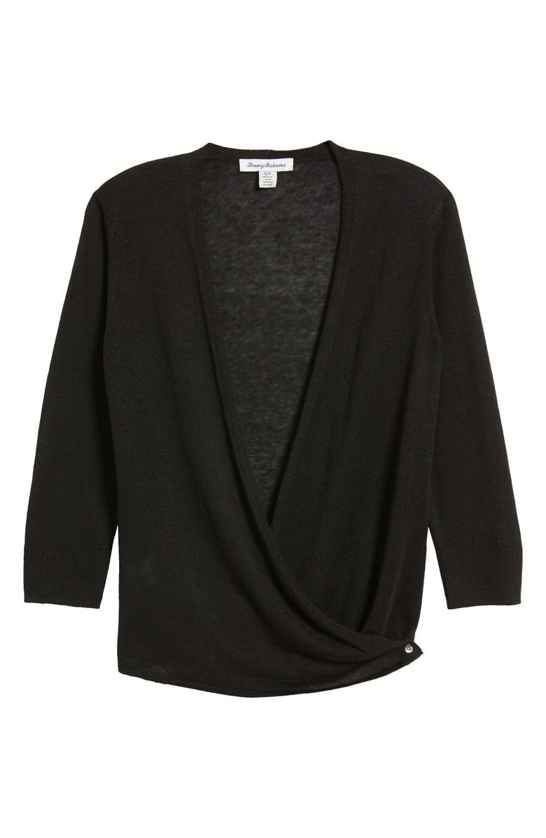 Tommy Bahama Addison Linen Blend Cardigan, Alternate, color, Black