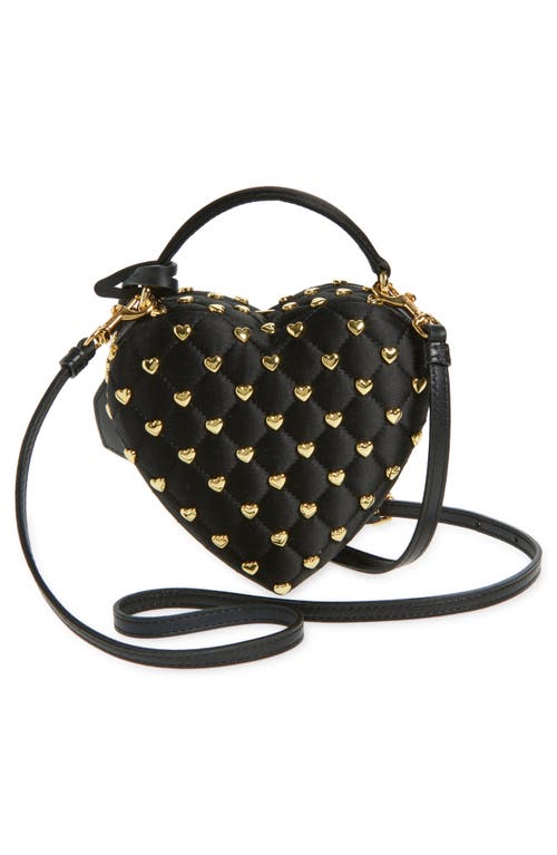 Moschino Love Me Studded Satin Crossbody Bag In Black