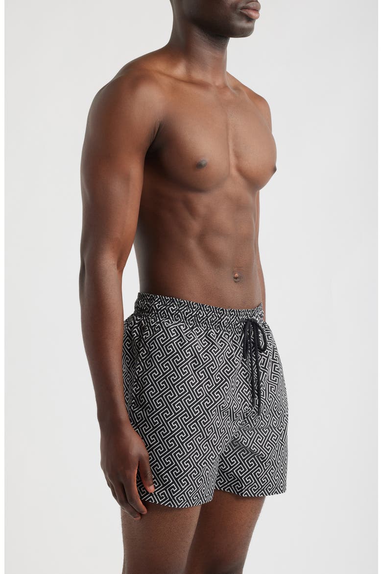 Cruz Print Swim Trunks, Alternate, color, BLACK