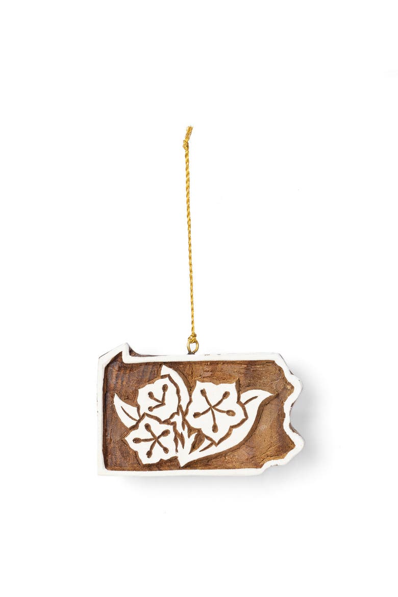 Pennsylvania State Mountain Laurel Ornament, Main, color, Natural