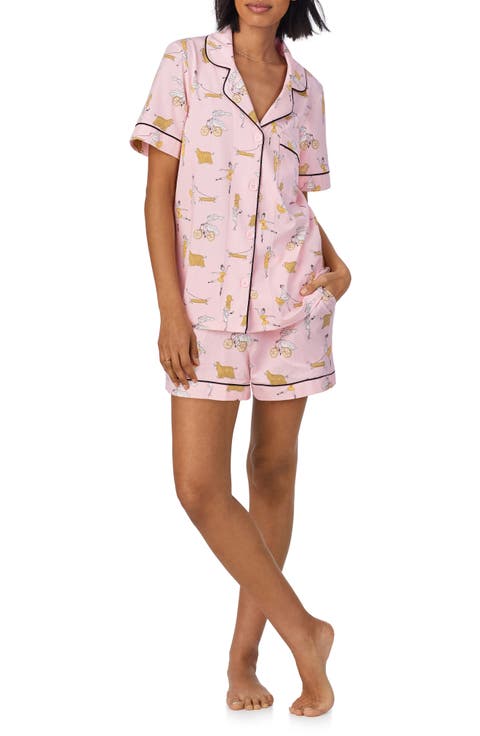 Print Stretch Jersey Short Pajamas (Regular & Plus)