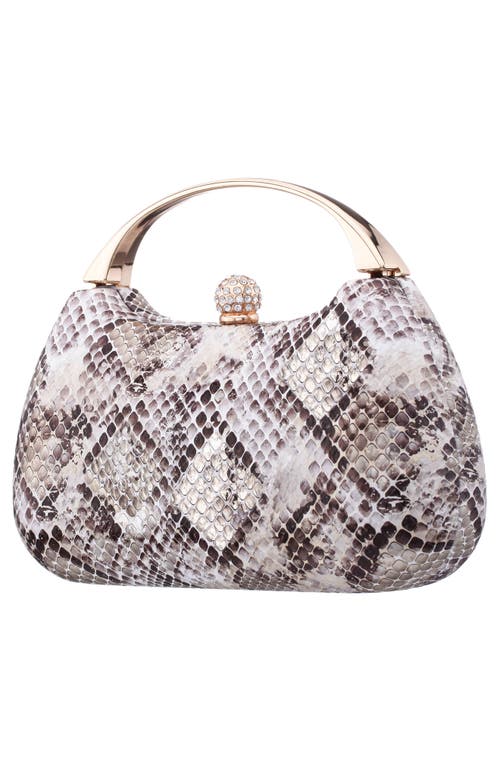 Nina Brando Snake Embossed Faux Leather Top Handle Bag In Ivory Multi