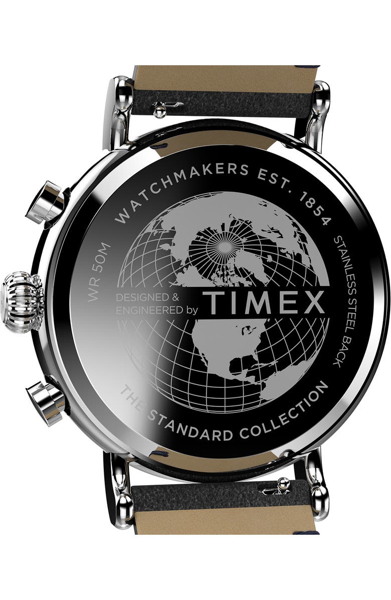 Timex<sup>®</sup> Standard Chronograph Leather Strap Watch, 41mm, Alternate, color, 