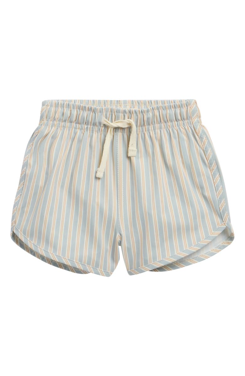QUINCY MAE Kids' Blue N Butters Stripe Swim Shorts, Main, color, Blue