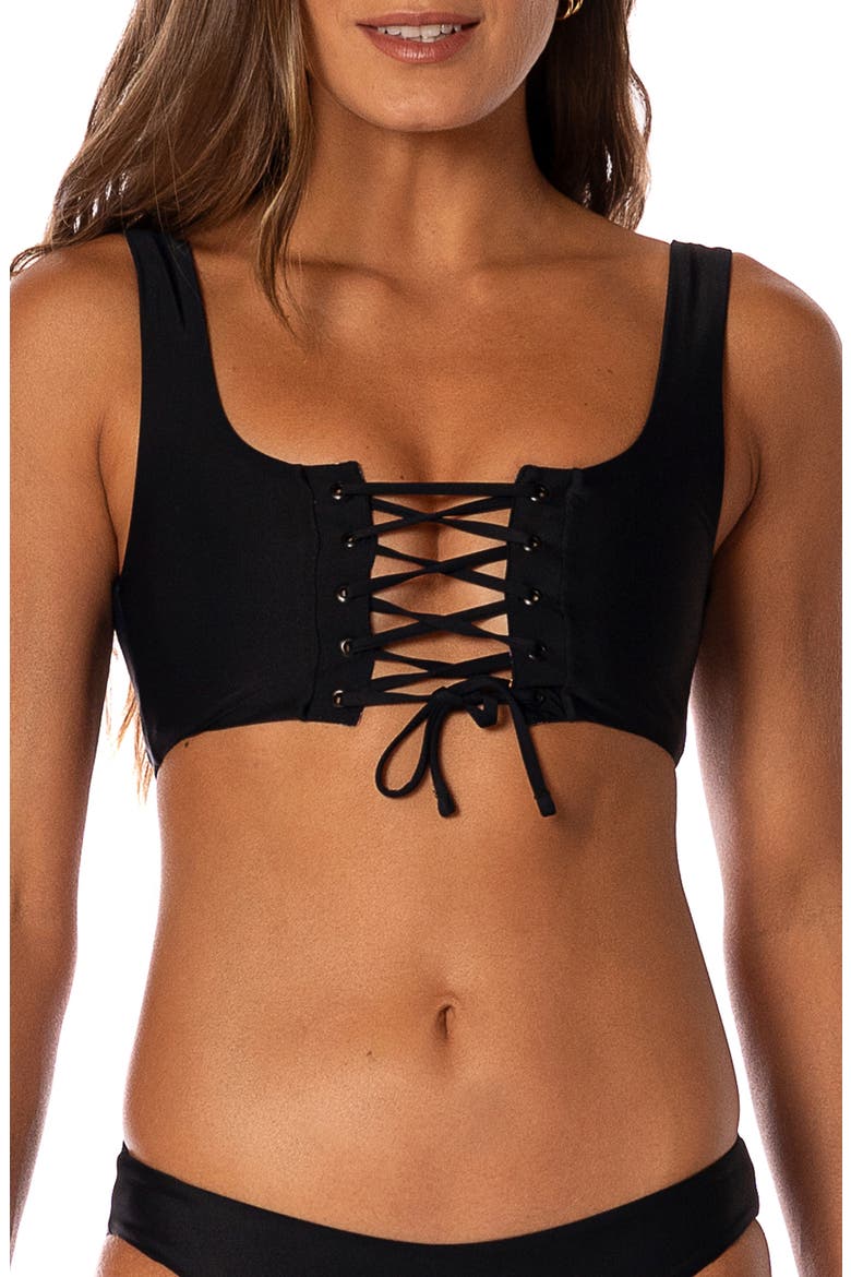 Midnight Black Dazzle Reversible Bikini Top, Alternate, color, BLACK