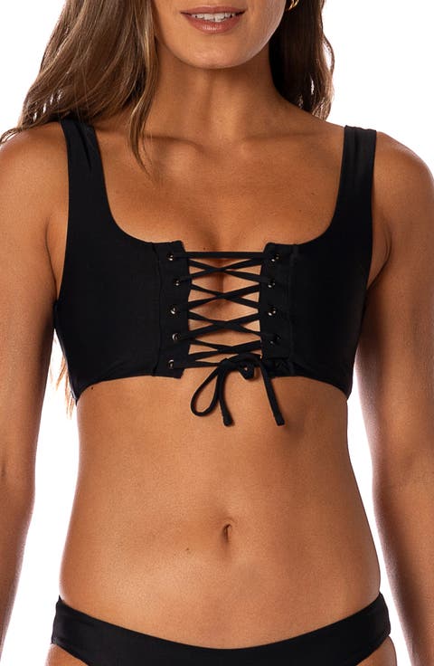 Midnight Black Dazzle Reversible Bikini Top