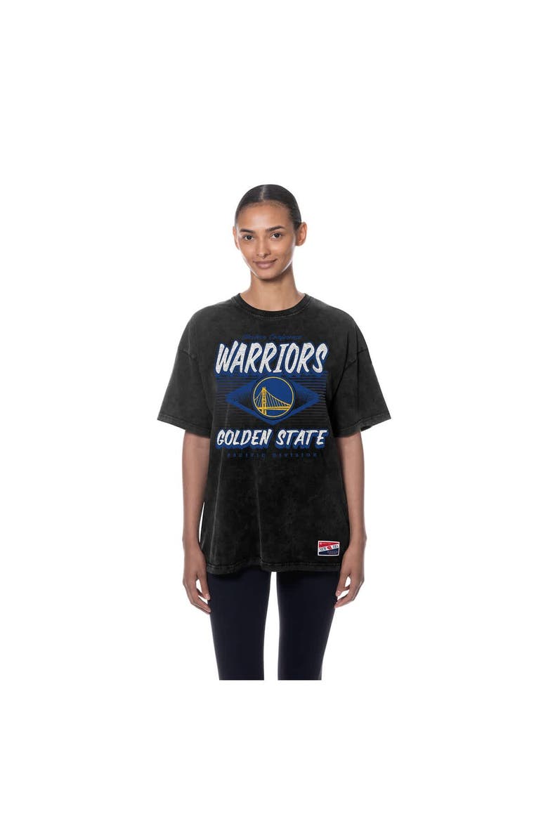 New Era Women's New Era Black Golden State Warriors Throwback Mineral Wash Oversized T-Shirt, Alternate, color, Black