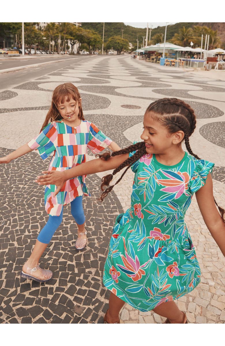 Tea Collection Flutter Sleeve Pocket Dress, Alternate, color, Tropical Gardenias