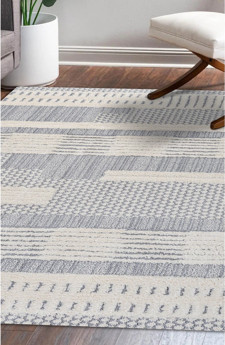 JONATHAN Y Kerstin Geometric High-Low Area Rug, Alternate, color, Cream/Gray
