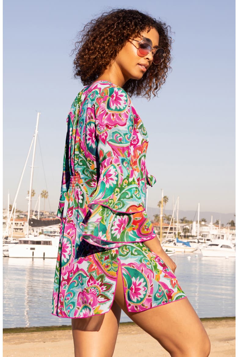 La Vie Chiffon Cover-Up Tunic, Alternate, color, PINK