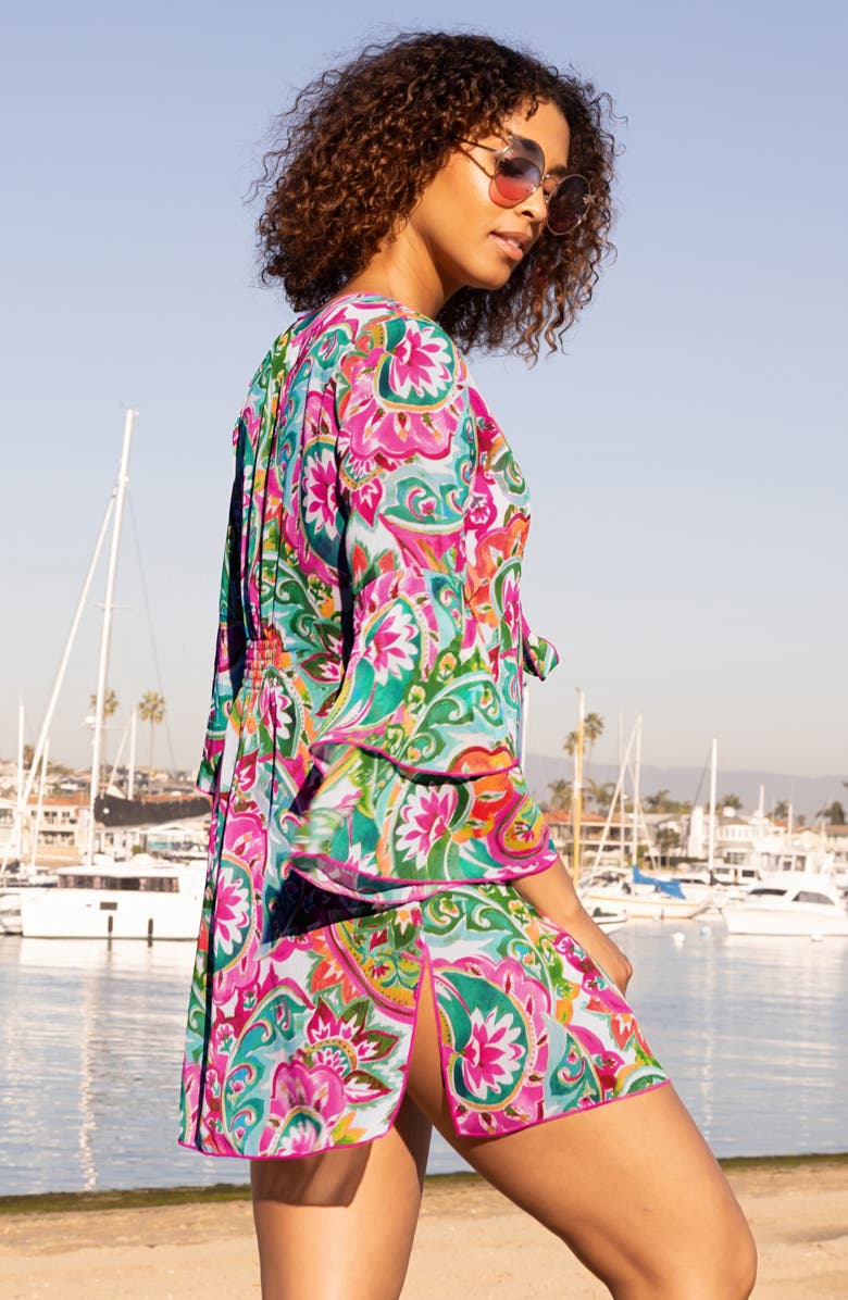 Becca La Vie Chiffon Cover-Up Tunic, Alternate, color, Pink