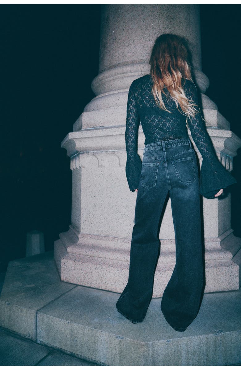H&M Wide Ultra High Jeans, Alternate, color, Denim Black