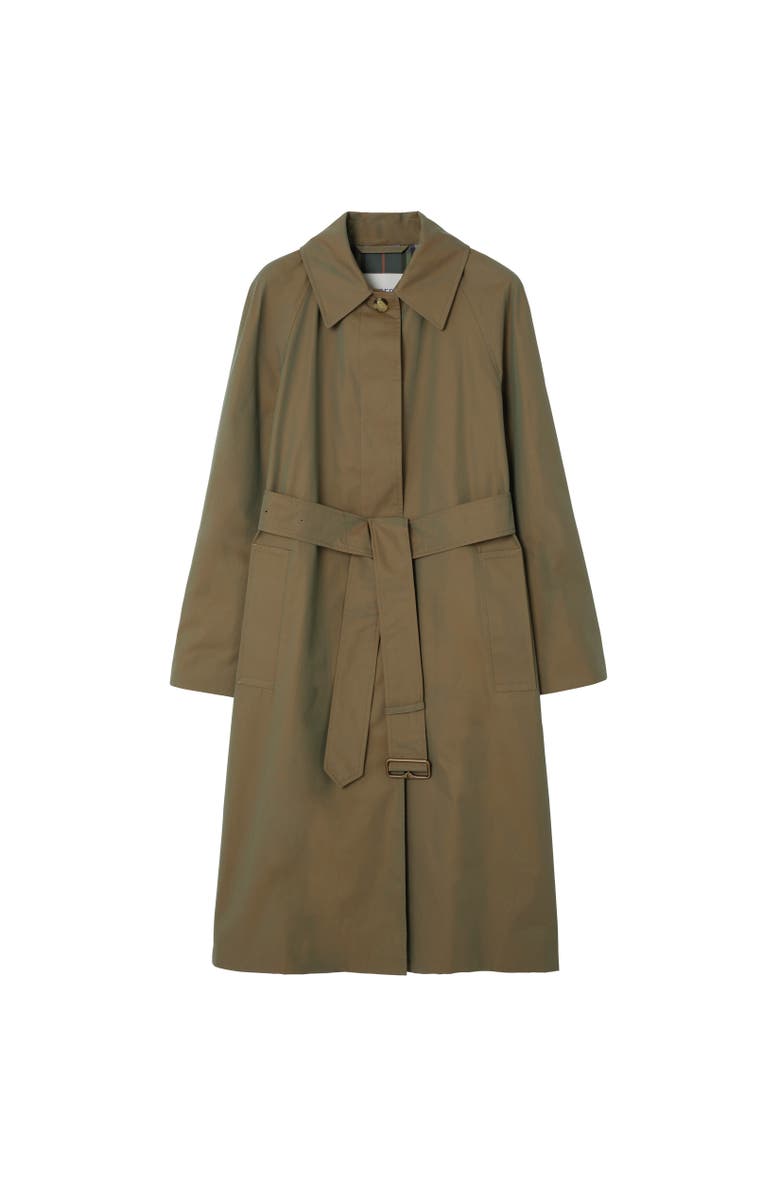 Burberry Long Gabardine Car Coat, Alternate, color, Bright Olive