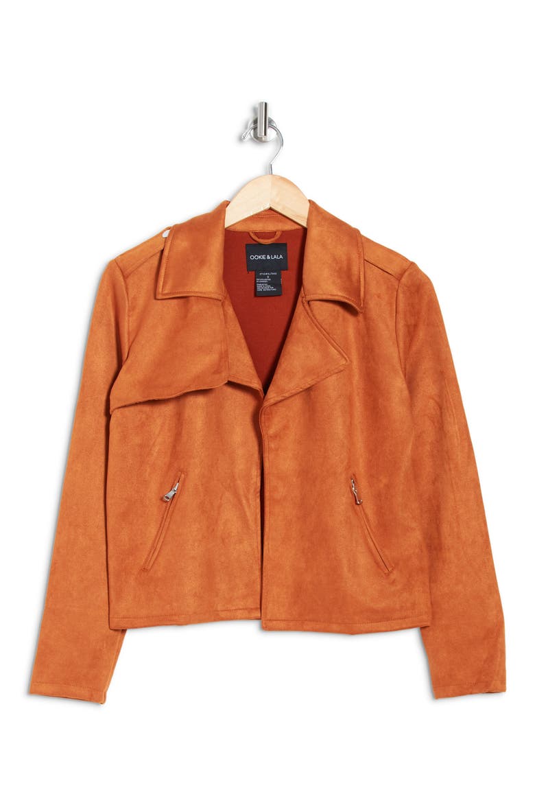OOKIE AND LALA Faux Suede Crop Jacket, Alternate, color, APRICOT