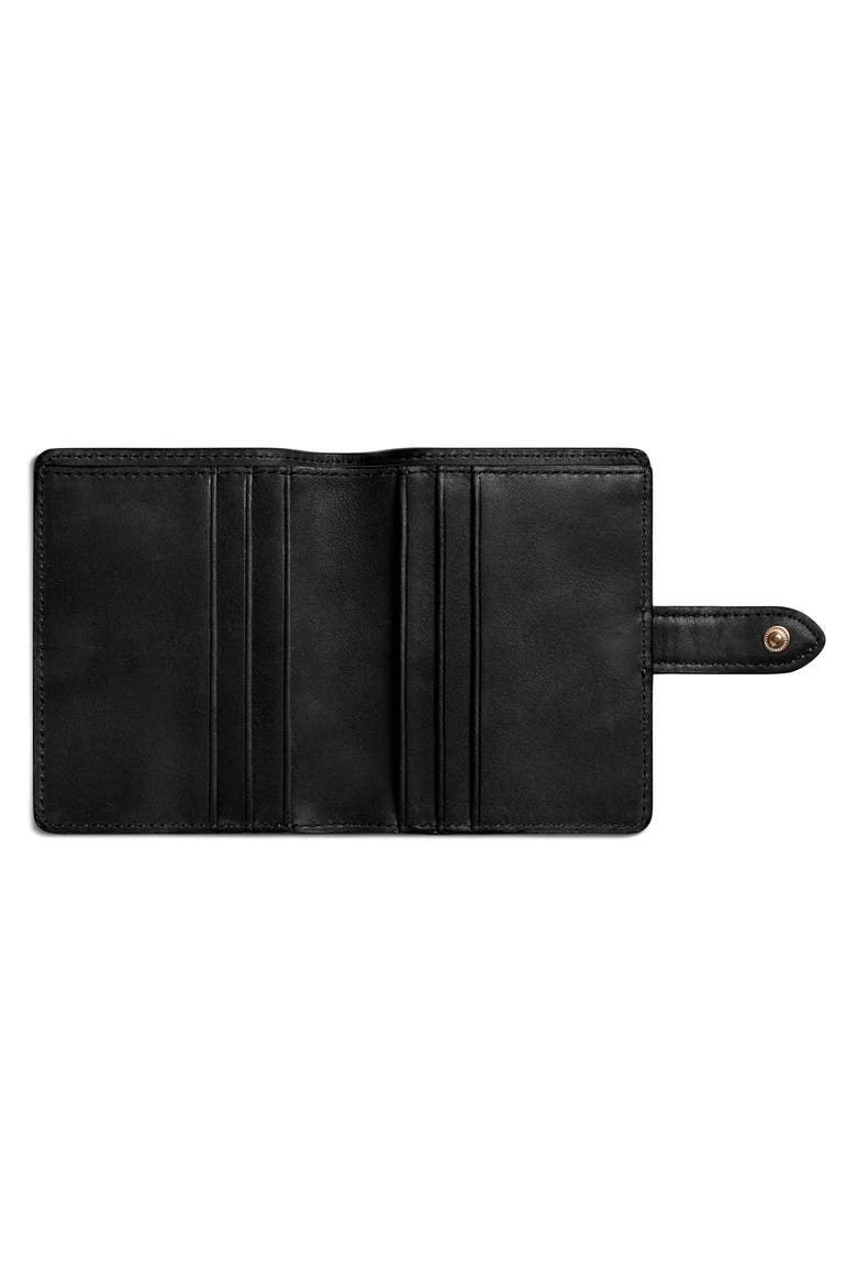 Small Leather Bifold Snap Wallet, Alternate, color, BLACK