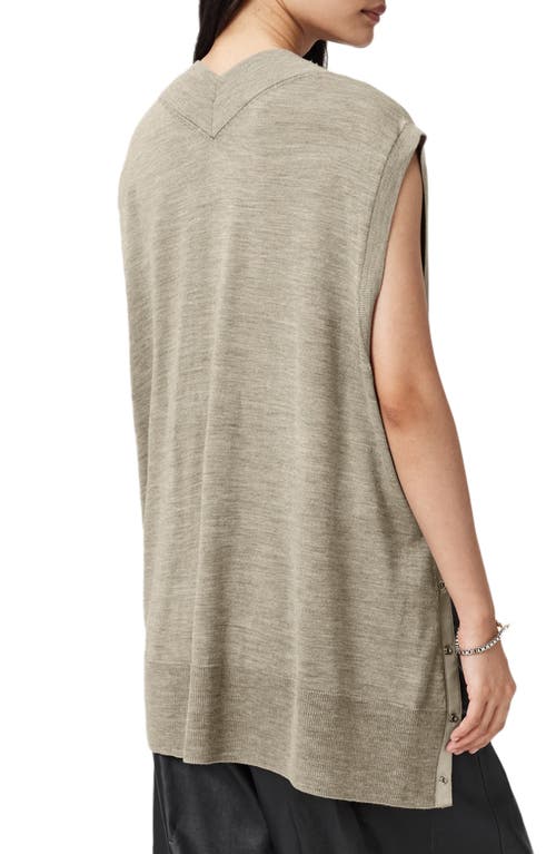 Allsaints Bern Side Snap Mixed Media Sweater Tank In Gold