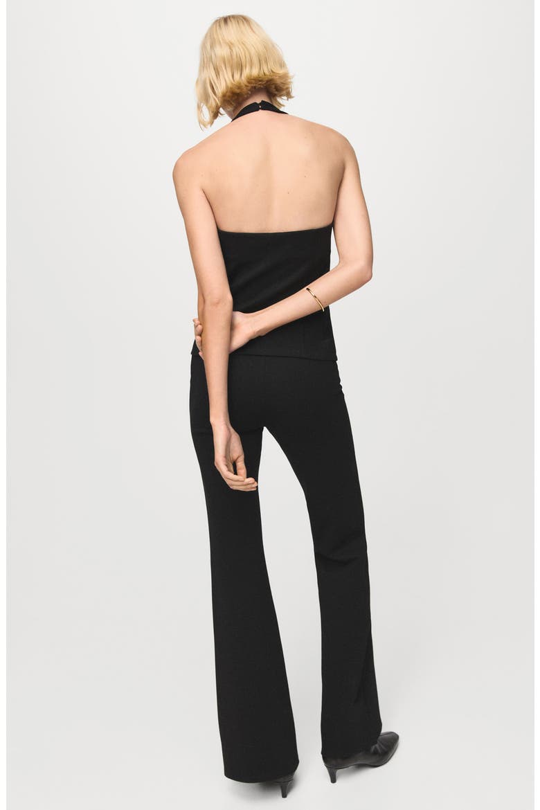 Halter Button-Up Crop Top, Alternate, color, BLACK