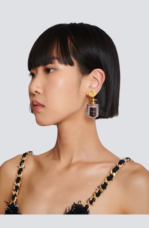 Balmain Brass Perfume Earrings In Multi