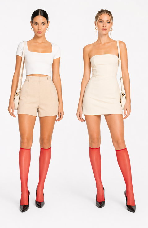 2-Pack Lustrous Silky Sheer Knee-High Socks