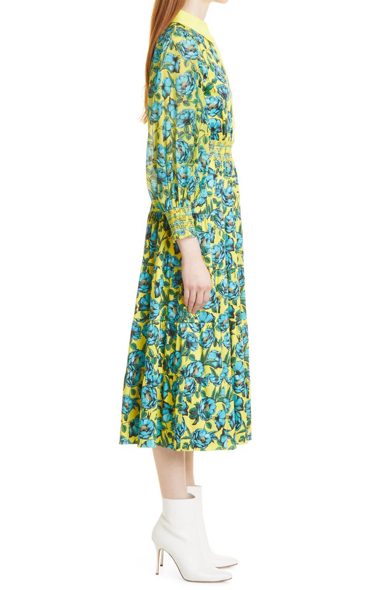 Alice + Olivia Anaya Floral Long Sleeve Stretch Cotton Blend Dress, Alternate, color,